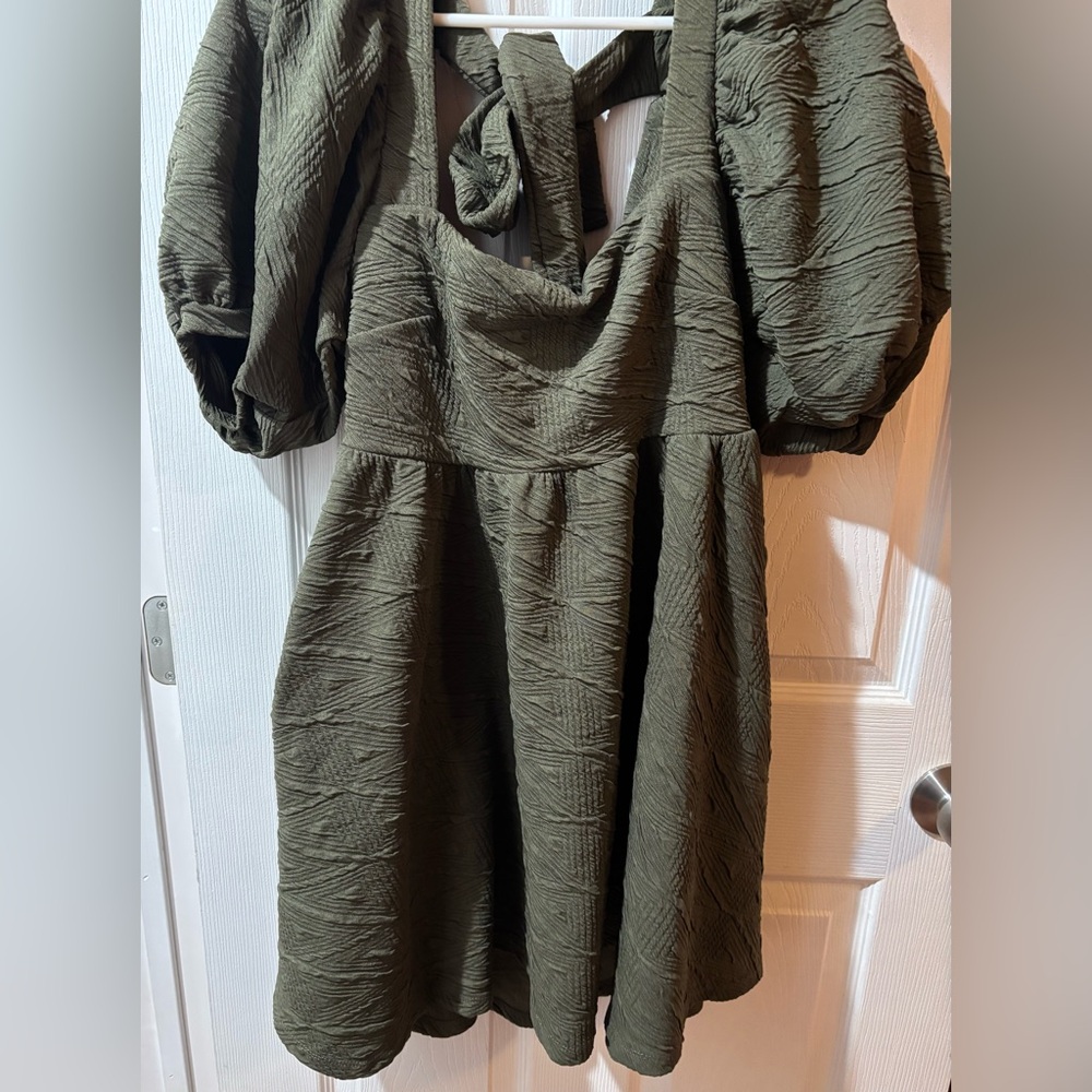 Free People Textured Olive Mini Dress
